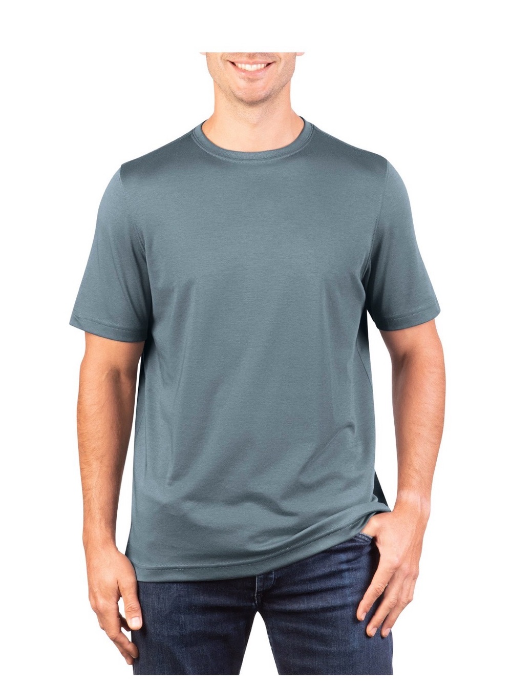 Kirkland Signature Men's Peruvian 100 % Pima Cotton Tee Shirt Gray